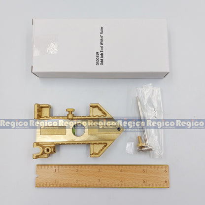 Regicocraft Brass Odd Job Tool with 6 inch wooden ruler #00559