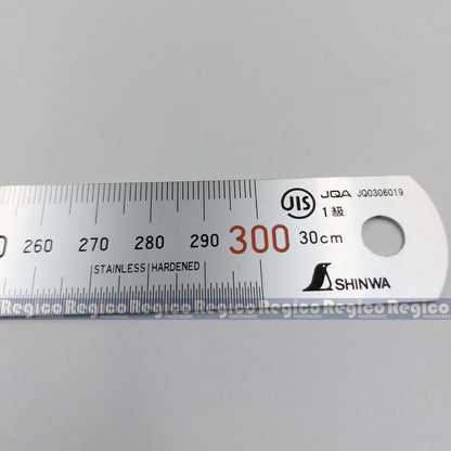 Shinwa 30 cm (12 inch) Stainless Steel Straight Ruler Brass Stopper Made In Japan