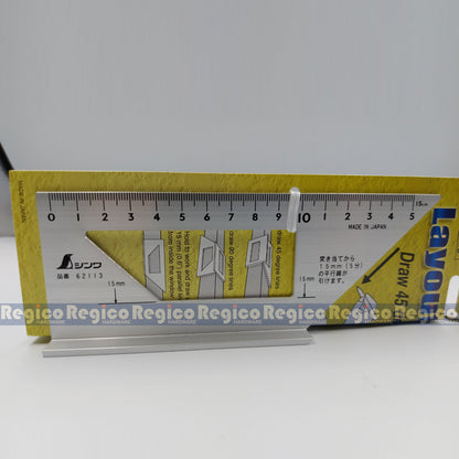 Shinwa #62113 Aluminum Woodworking Layout Gauge 45 Degree 90 Degree Made in Japan Scribe Mark T-Type Ruler Square Layout Miter Line Gauge Carpenter