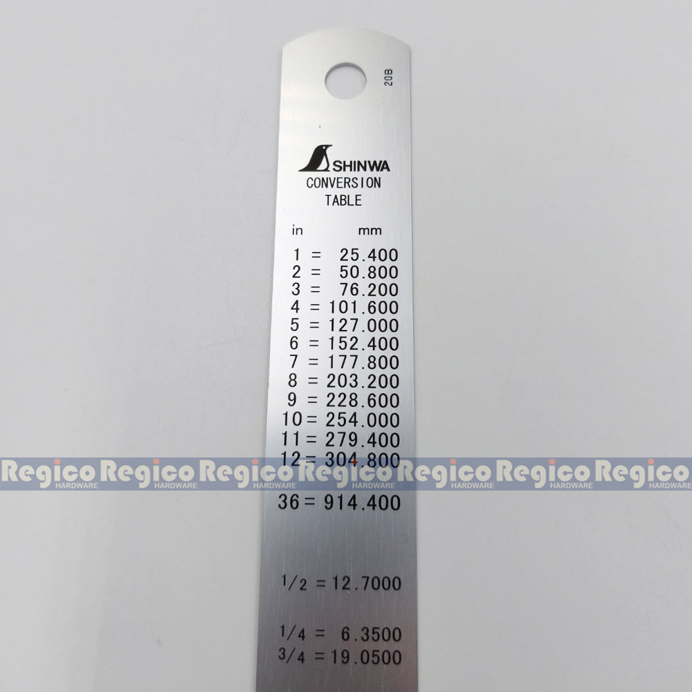 Shinwa 30 cm (12 inch) Stainless Steel Straight Ruler Brass Stopper Made In Japan