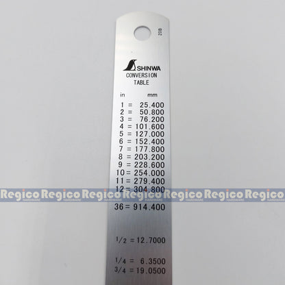 Shinwa 30 cm (12 inch) Stainless Steel Straight Ruler Brass Stopper Made In Japan