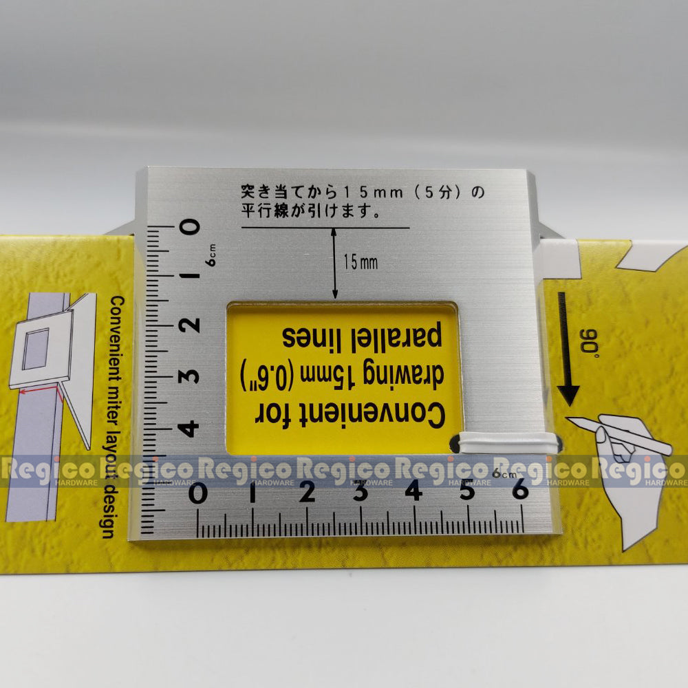 Shinwa #62114 Aluminum Woodworking Miter Gauge 45 Degree 90 Degree Made in Japan Scribe Mark T-Type Ruler Square Layout Miter Line Gauge Carpenter Square