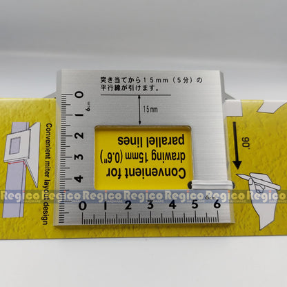 Shinwa #62114 Aluminum Woodworking Miter Gauge 45 Degree 90 Degree Made in Japan Scribe Mark T-Type Ruler Square Layout Miter Line Gauge Carpenter Square