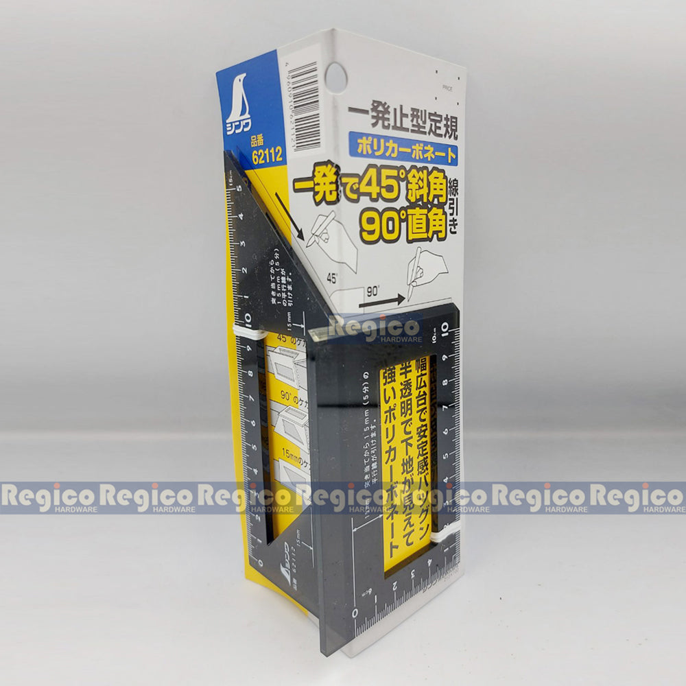 Shinwa 45° and 90° Polycarbonate Mitre Ruler Square Squala #62112
