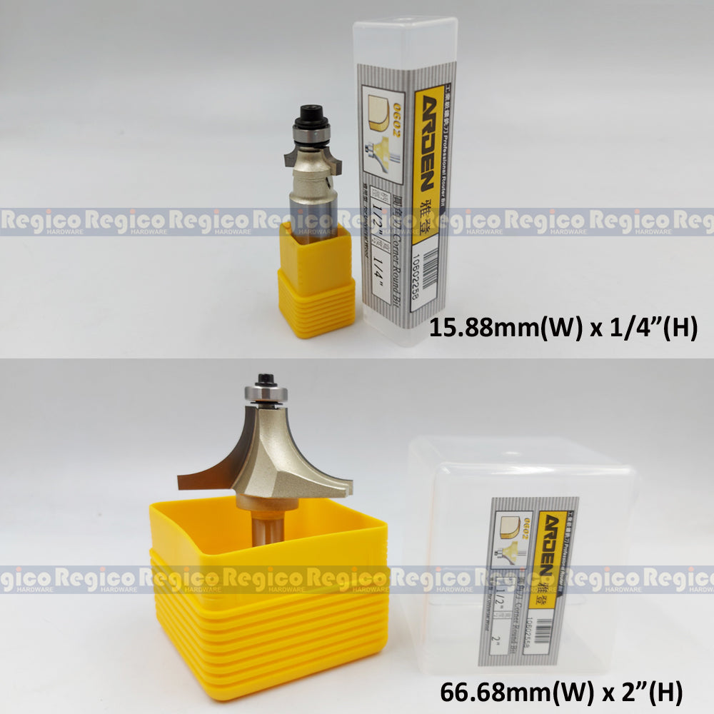 ARDEN #0602 1/2 Shank Round Over Beading Edging Ball Bearing Router Bit for Woodworking