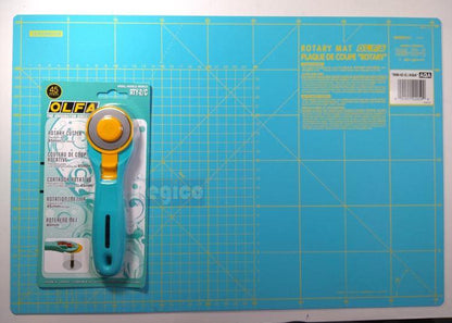 Olfa 45mm Rotary Cutter with Self Healing Mat (12"x18")