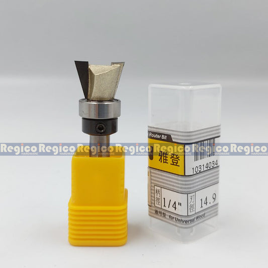 ARDEN 14.9mm x 11mm Dovetail Cutter Router Bit with Top Bearing #0314, 1/4 Shank