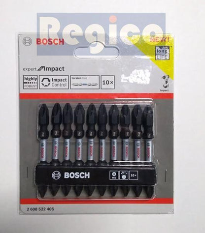 BOSCH 10pcs. PH2-65mm Impact Screwdriver Bit Set 1/4 Shank #22405 Bosch Acc.