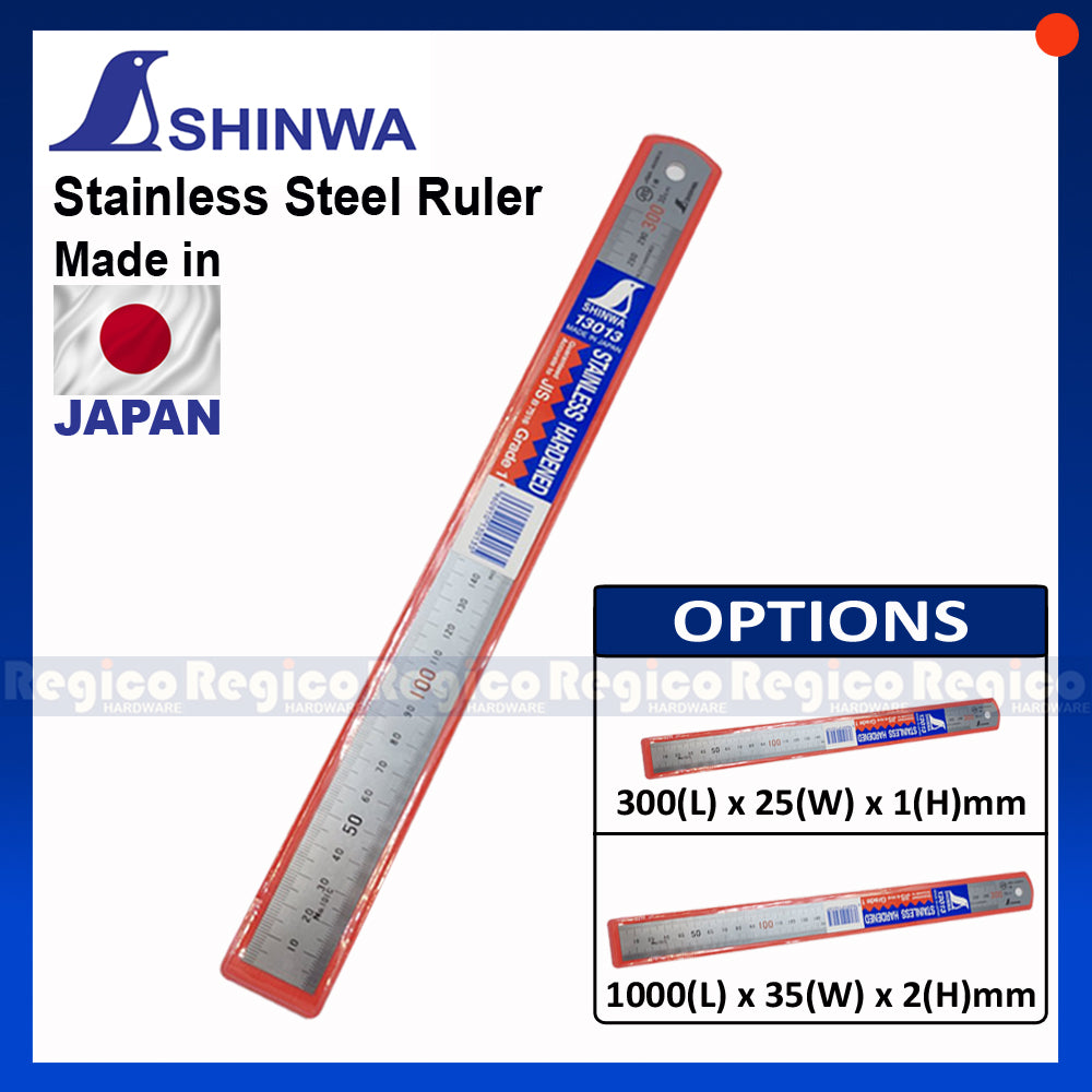 Shinwa 300mm 100cm Stainless Hardened Ruler – PJRegico Hardware