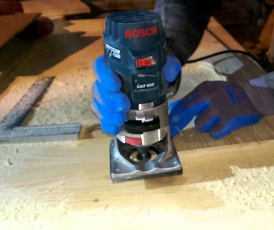 Bosch Palm Router GKF 600 Trimmer with Collet reducer 8mm x 1/4" Bosch Blue Line