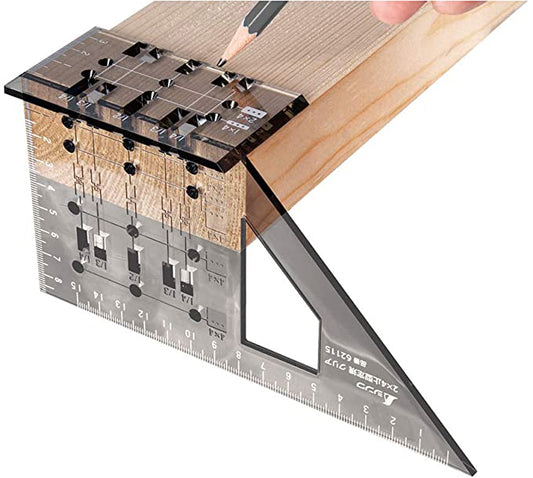 Shinwa 45° and 90° Clear Polycarbonate Stop Ruler Square Squala #62115