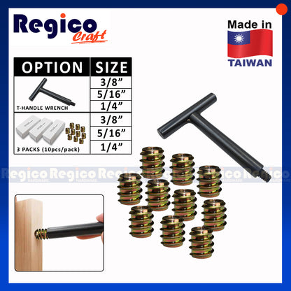 Regicocraft Metal Thread Inserts & T-Handle Wrench