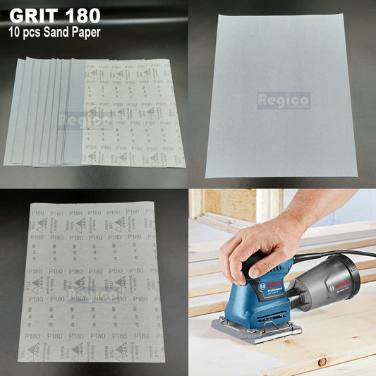 (GRAY) SIA Multipurpose Sandpaper Sand Paper Sanding Sheet Paint Removal Dry Wet Sanding for Electrical Orbital Square Palm Sander GSS (10pcs)