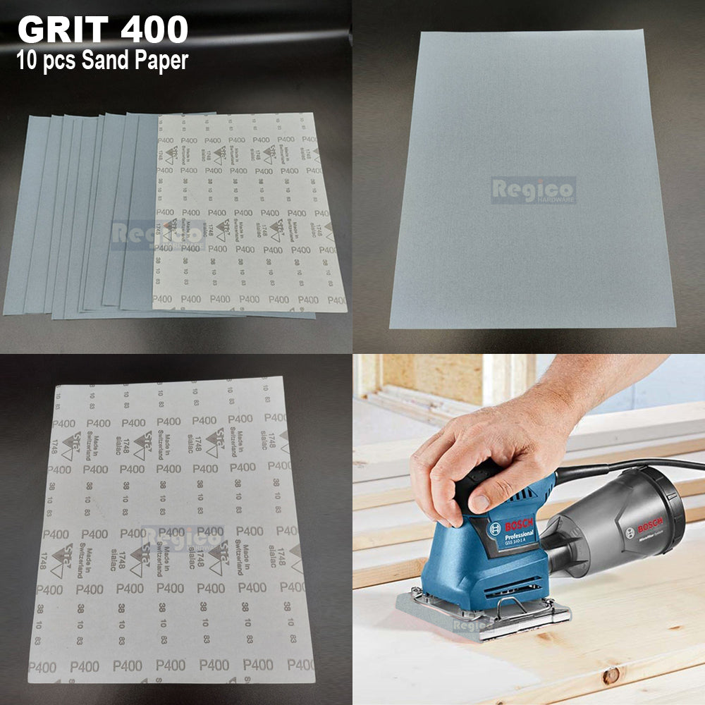 (GRAY) SIA Multipurpose Sandpaper Sand Paper Sanding Sheet Paint Removal Dry Wet Sanding for Electrical Orbital Square Palm Sander GSS (10pcs)