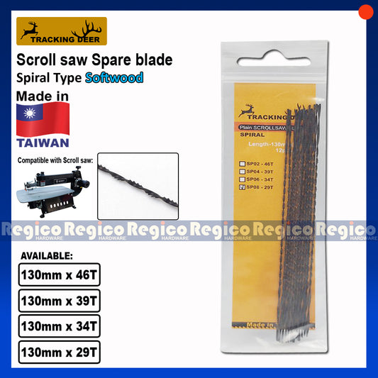 TRACKING DEER Plain End Pinless Spiral Type 5 inch (130mm) Scroll saw Spare Blade 12pcs/pack