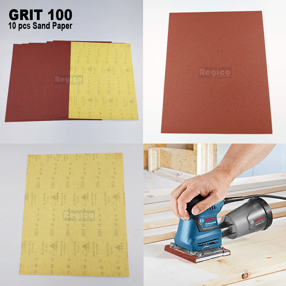 (RED) 10pcs. SIA Multipurpose Sand paper Sanding Sheet Paint Removal Dry Wet Sanding for Electrical Orbital Square Palm Sander GSS