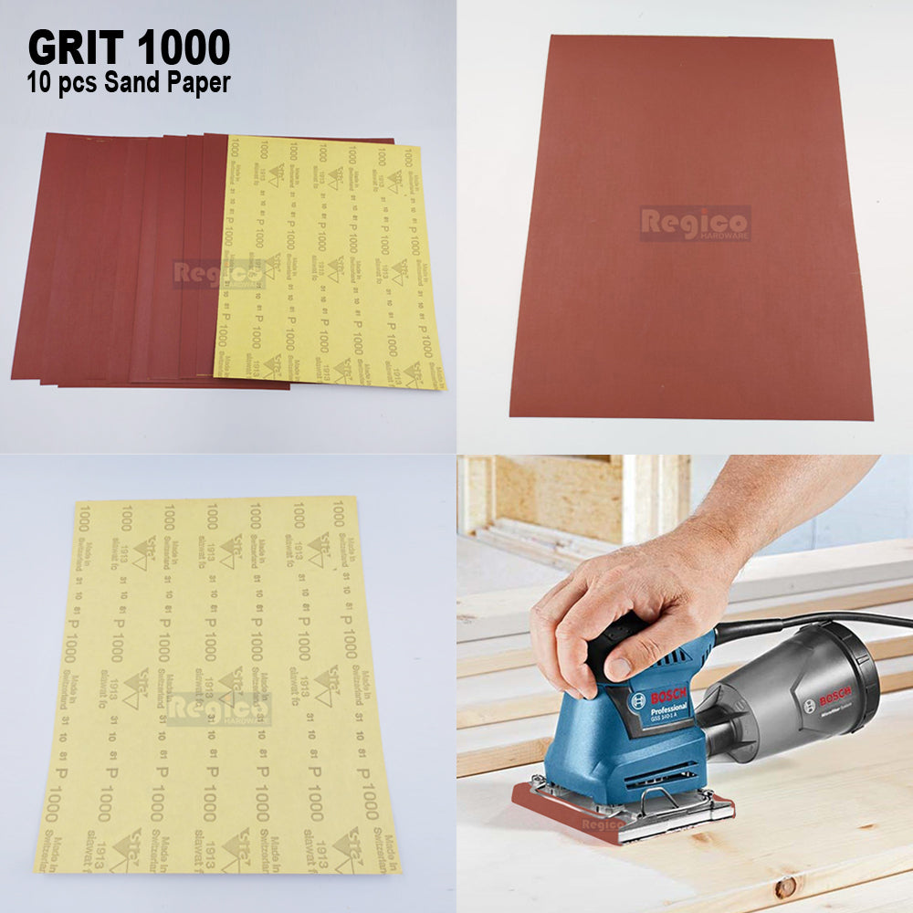 (RED) 10pcs. SIA Multipurpose Sand paper Sanding Sheet Paint Removal Dry Wet Sanding for Electrical Orbital Square Palm Sander GSS
