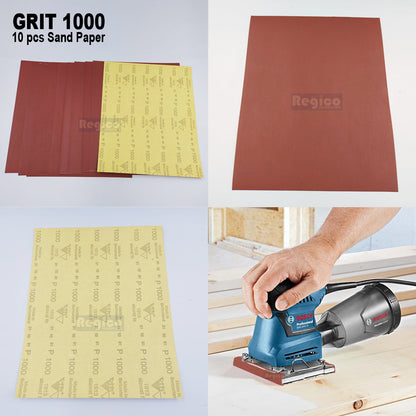 (RED) 10pcs. SIA Multipurpose Sand paper Sanding Sheet Paint Removal Dry Wet Sanding for Electrical Orbital Square Palm Sander GSS