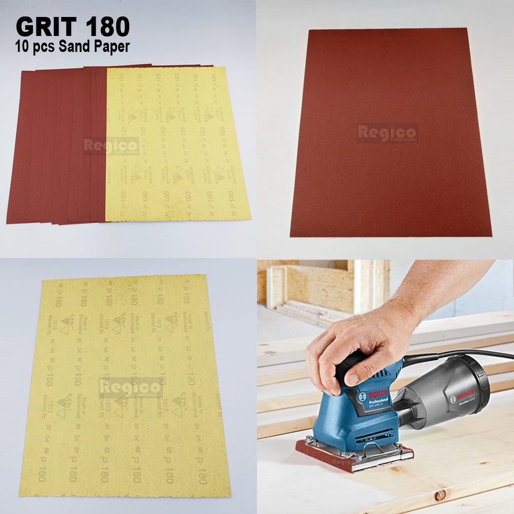 (RED) 10pcs. SIA Multipurpose Sand paper Sanding Sheet Paint Removal Dry Wet Sanding for Electrical Orbital Square Palm Sander GSS