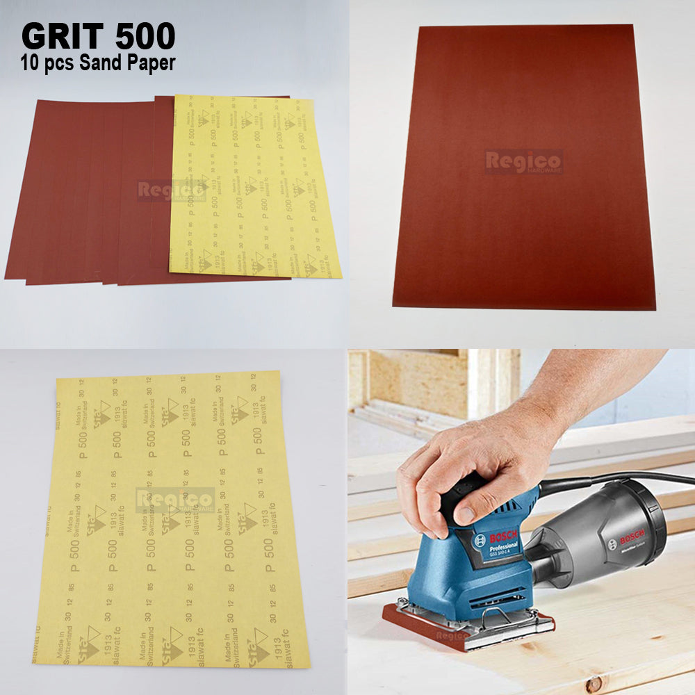 (RED) 10pcs. SIA Multipurpose Sand paper Sanding Sheet Paint Removal Dry Wet Sanding for Electrical Orbital Square Palm Sander GSS