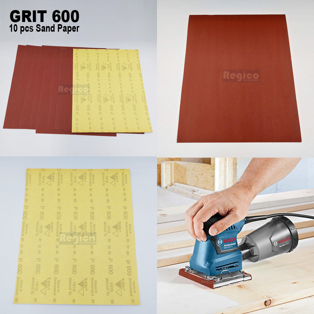 (RED) 10pcs. SIA Multipurpose Sand paper Sanding Sheet Paint Removal Dry Wet Sanding for Electrical Orbital Square Palm Sander GSS