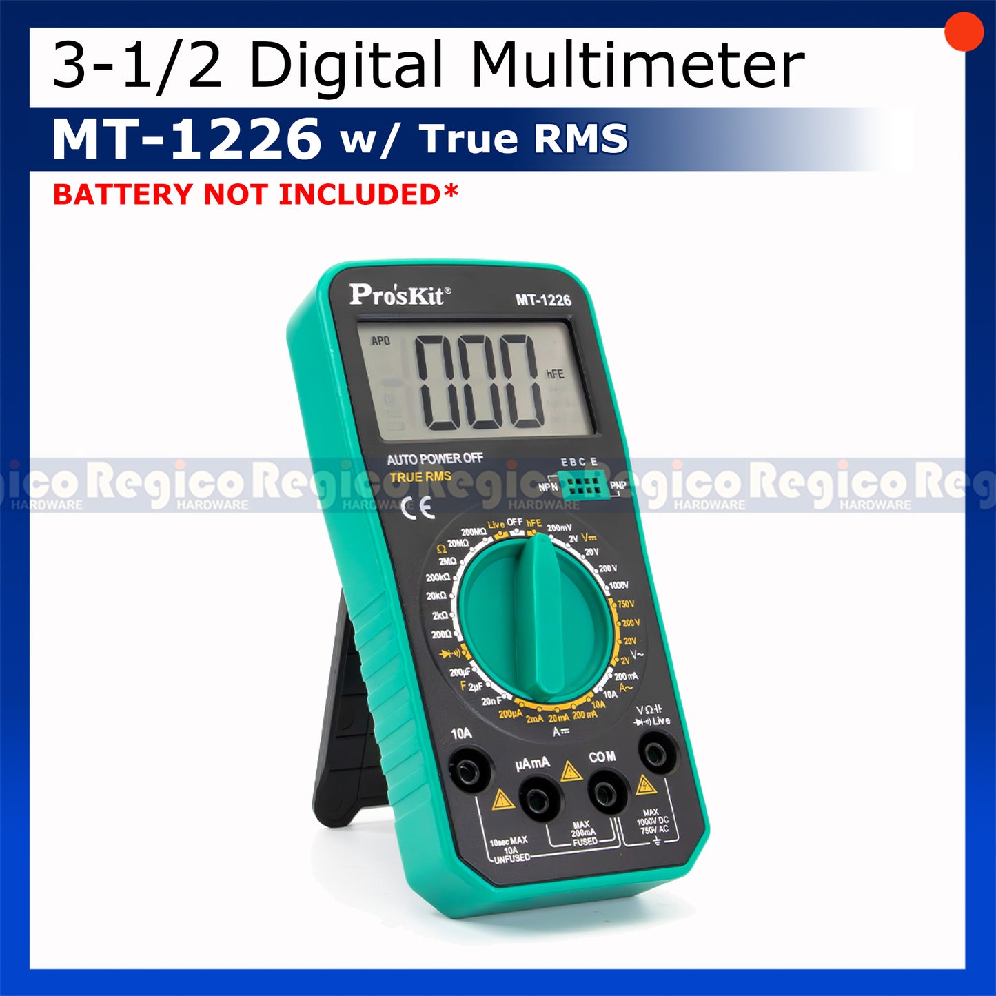Proskit Digital Multimeter Tester Multitester Voltmeter Ohmmeter Ammeter MT-1226 MT-1220 Regico Hardware